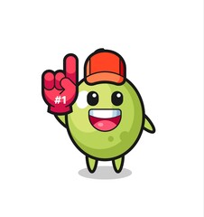 olive illustration cartoon with number 1 fans glove
