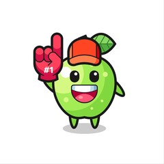 green apple illustration cartoon with number 1 fans glove