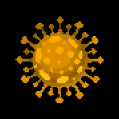 Vector Coronavirus Bacteria Cell Icon, 2019-nCoV COVID-19. Pixel art 8 bit virus. 