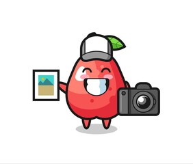 Character Illustration of water apple as a photographer