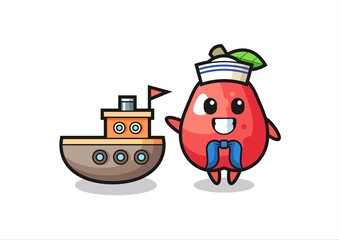 Character mascot of water apple as a sailor man