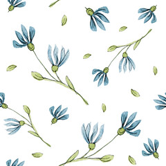 Watercolor illustration from a set of natural organic cosmetics. Pattern, frame. Organic olive oil, lavender, aroma candles. Meditation stones, calendula and rosemary.