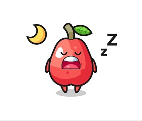 water apple character illustration sleeping at night