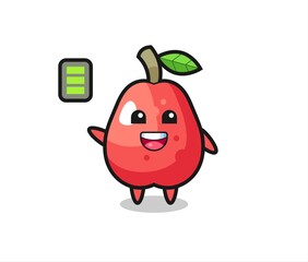 water apple mascot character with energetic gesture