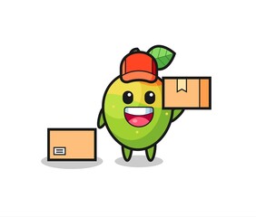Mascot Illustration of mango as a courier