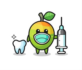 Mascot character of mango as a dentist