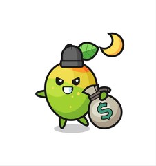 Illustration of mango cartoon is stolen the money