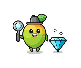 Illustration of mango character with a diamond