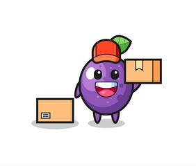 Mascot Illustration of passion fruit as a courier