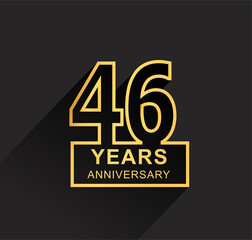 46th years anniversary design line style with square golden color for anniversary celebration event. isolated with black background