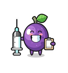 Mascot Illustration of passion fruit as a doctor