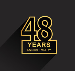 48th years anniversary design line style with square golden color for anniversary celebration event. isolated with black background