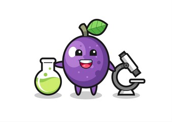 Mascot character of passion fruit as a scientist