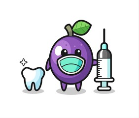 Mascot character of passion fruit as a dentist