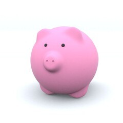3D pink pig on a white background . piggy bank . 3D render