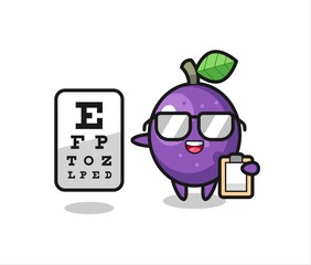 Illustration of passion fruit mascot as an ophthalmology