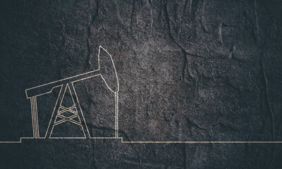 Fototapeta na wymiar Oil pump icon. Stone material grunge texture