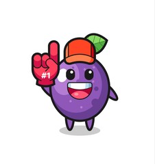 passion fruit illustration cartoon with number 1 fans glove