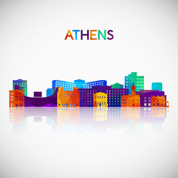 Athens Georgia skyline silhouette in colorful geometric style. Symbol for your design. Vector illustration.