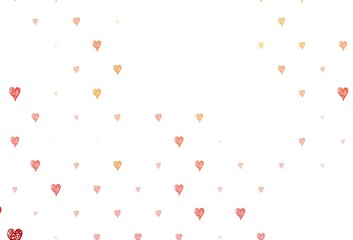 Light Red, Yellow vector pattern with colorful hearts.