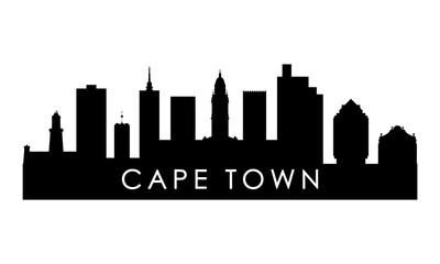 Fototapeta na wymiar Cape Town skyline silhouette. Black Cape Town city design isolated on white background.