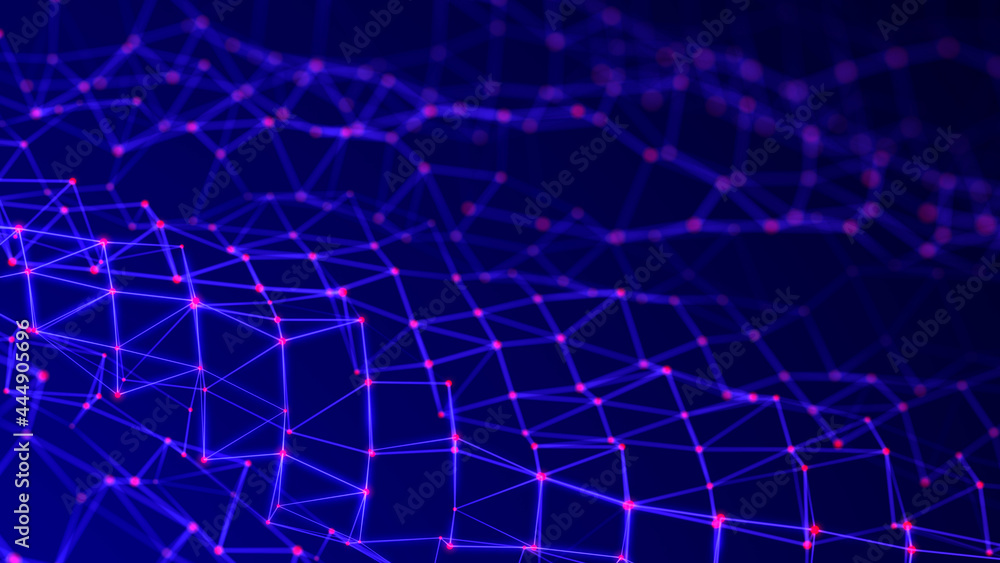 Poster Big Data visualization. Data technology illustration. Science background. 3D