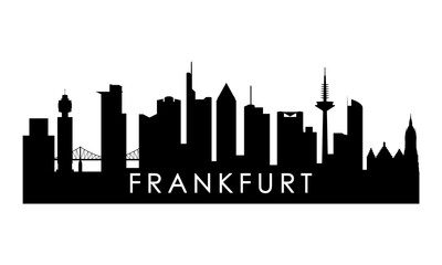 Frankfurt skyline silhouette. Black Frankfurt city design isolated on white background. - obrazy, fototapety, plakaty