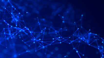 Technology background. Abstract digital combination dots and lines. Network connection structure. 3d Widescreen