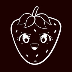 strawberry character in doodle style for a candy store or as a standalone logo