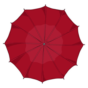 Vector Cartoon Umbrella Illustration. Top View.