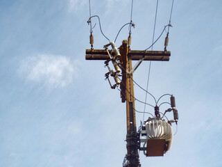 Transformer in high-voltage to low-voltage power lines in the interior of Brazil
