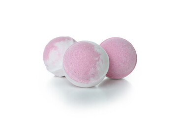 Bath balls isolated on white background, close up