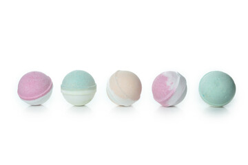 Bath balls isolated on white background, close up