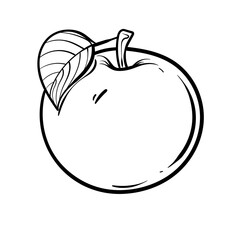 Vector Line Art Apple Fruit. hand drawn Apple fruit vector. Isolated fruit silhouette in cartoon style. Fruit pictogram for coloring page