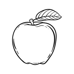 Vector Line Art Apple Fruit. hand drawn Apple fruit vector. Isolated fruit silhouette in cartoon style. Fruit pictogram for coloring page