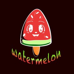 hand drawn watermelon character in doodle style