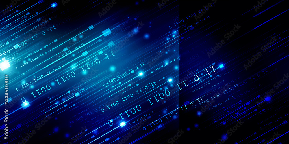 Poster 2d illustration abstract digital binary data on computer screen