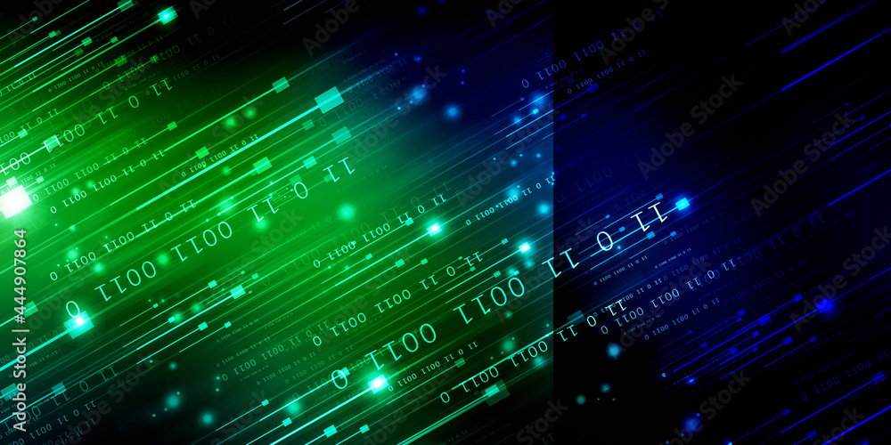 Poster 2d illustration abstract digital binary data on computer screen