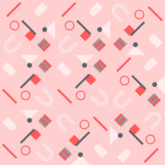 Modern vector abstract  geometric background with circles, rectangles and squares  in retro scandinavian style. Pastel colored simple shapes graphic seamless pattern. Abstract mosaic artwork.
