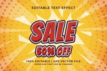 Sale 50% off text effect, editable text style Premium Vector
