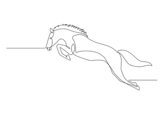 Continuous line drawing jumper of horse