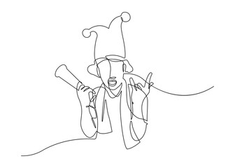 Fototapeta premium continuous line drawing of men cheering