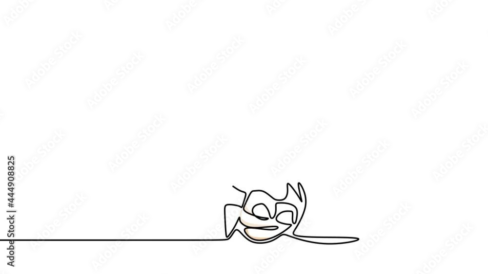 Poster continuous drawing line art of handwriting idea with black line and white background. one line