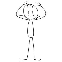 stick figure strong man, isolated, vector