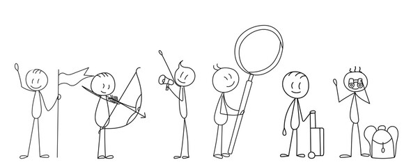 stick figure crowd of different people, isolated, vector