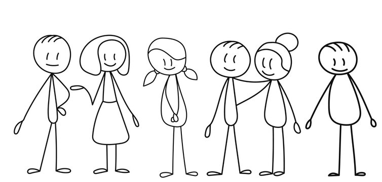 stick figure crowd of people, isolated, vector