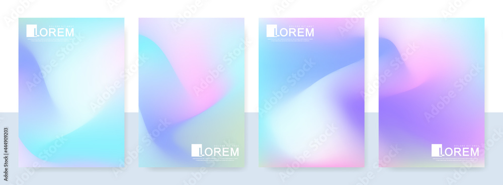 Poster Trendy abstract mockup pastel colorful gradient art templates in A4 size. Suitable for posts, banners design and layout design template for brochure. Vector fashion backgrounds.