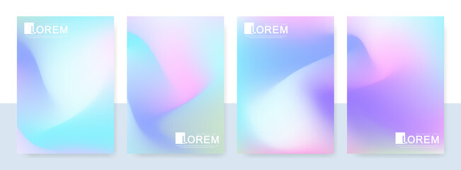 Trendy abstract mockup pastel colorful gradient art templates in A4 size. Suitable for posts, banners design and layout design template for brochure. Vector fashion backgrounds.