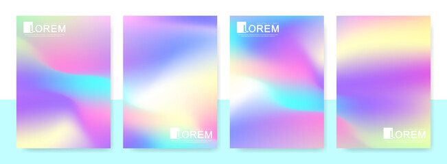 Trendy abstract mockup pastel colorful gradient art templates in A4 size. Suitable for posts, banners design and layout design template for brochure. Vector fashion backgrounds.