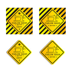 Tailor shop service. Repair and sewing of clothes. Logo, Warning sign